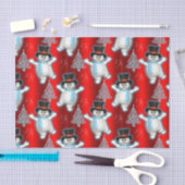 Dansende Snowmen op Rode Kerstmis Tissuepapier (Craft)