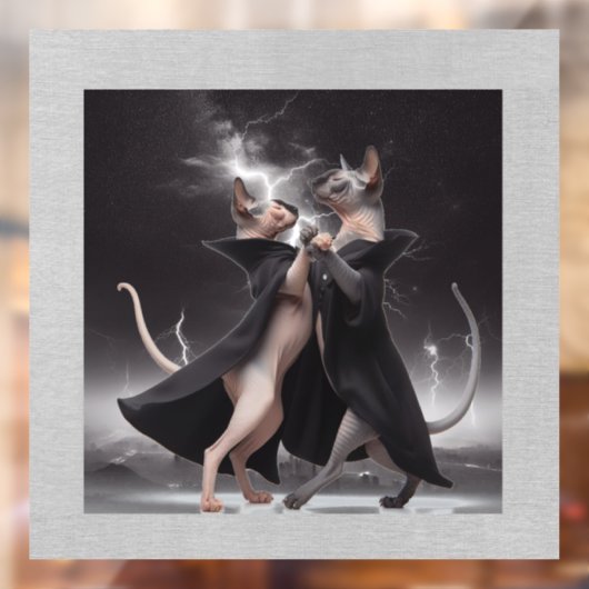 Dansende Sphynx Katten Venster Cling Raamsticker (Vel 2)