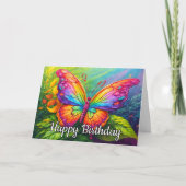 Dansende Springtime Butterfly Art Happy Birthday Kaart (Voorkant)