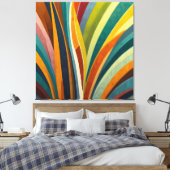 Dansende strepen in kleur canvas afdruk (Insitu (Slaapkamer))