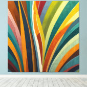 Dansende strepen in kleur canvas afdruk (Insitu (Houten vloer))