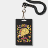 Dansende Taco Grappig Cinco De Mayo Feest Partij Badge (Voorzijde met lanyard)