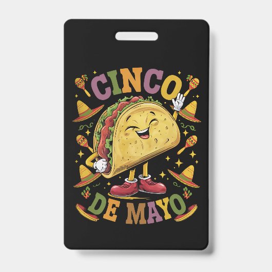 Dansende Taco Grappig Cinco De Mayo Feest Partij Badge (Voorzijde)