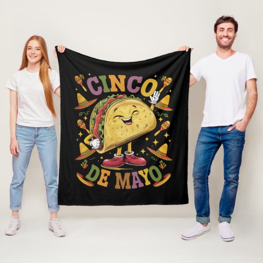Dansende Taco Grappig Cinco De Mayo Feest Partij Fleece Deken (In situ)