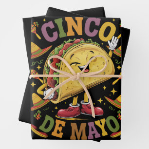 Dansende Taco Grappig Cinco De Mayo Feest Partij Inpakpapier Vel