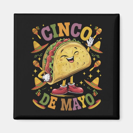 Dansende Taco Grappig Cinco De Mayo Feest Partij Magneet (Voorkant)