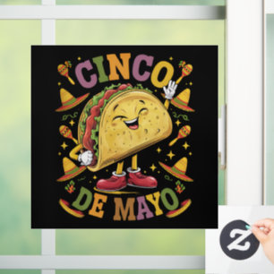 Dansende Taco Grappig Cinco De Mayo Feest Partij Raamsticker