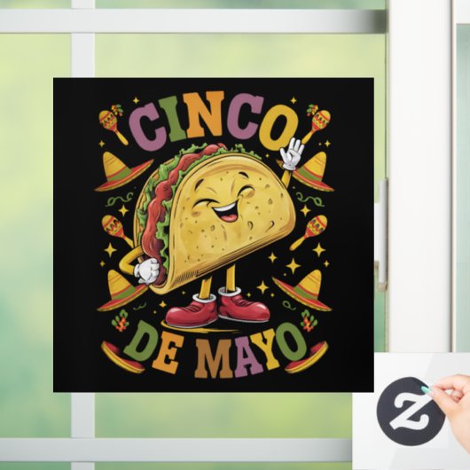 Dansende Taco Grappig Cinco De Mayo Feest Partij Raamsticker (Huis)