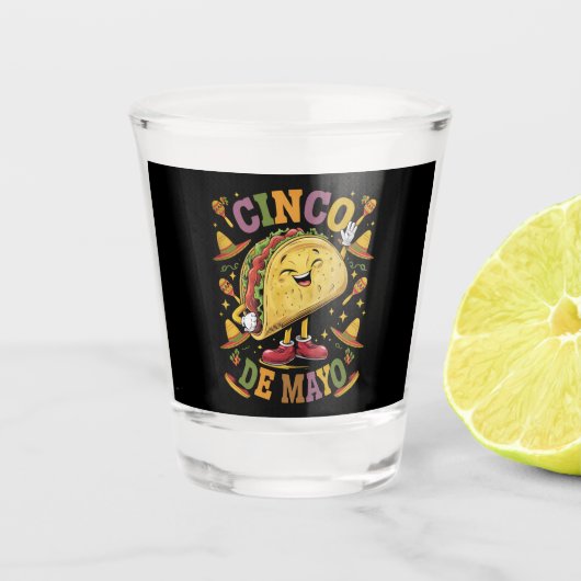 Dansende Taco Grappig Cinco De Mayo Feest Partij Shot Glas (Voorkant)