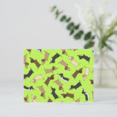 Dansende Teckels (Lime Green) Briefkaart (Staand voorkant)