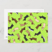 Dansende Teckels (Lime Green) Briefkaart (Voorkant / Achterkant)