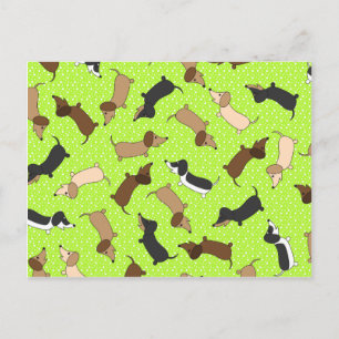 Dansende Teckels (Lime Green) Briefkaart