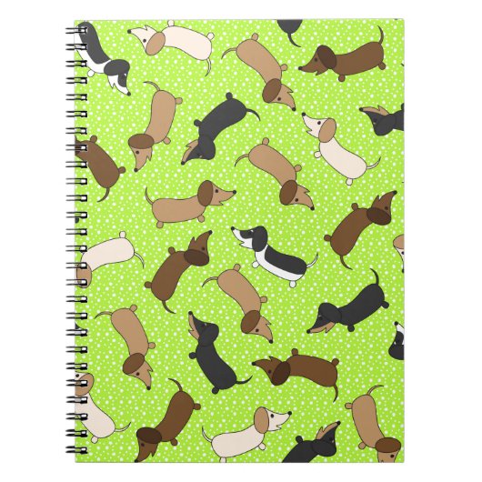 Dansende Teckels (Lime Green) Notitieboek (Voorkant)