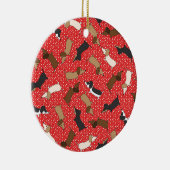 Dansende teckels (rood) keramisch ornament (Rechts)