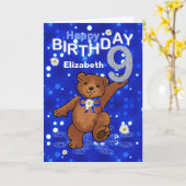 Dansende Teddy Bear 9th Birthday for Girl Kaart (Gele Bloem)