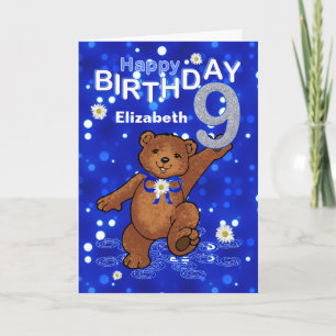 Dansende Teddy Bear 9th Birthday for Girl Kaart