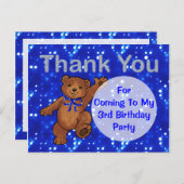 Dansende Teddybeer 3e verjaardagsfeest Dank u Briefkaart (Voorkant / Achterkant)