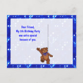 Dansende Teddybeer 5e verjaardagsfeest Dank u Briefkaart (Achterkant)
