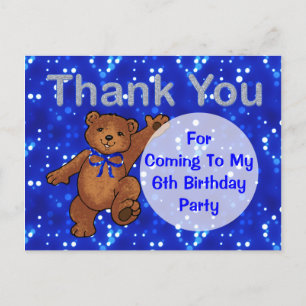Dansende Teddybeer 6e verjaardagsfeest Dank u Briefkaart