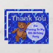 Dansende Teddybeer 6e verjaardagsfeest Dank u Briefkaart (Voorkant / Achterkant)
