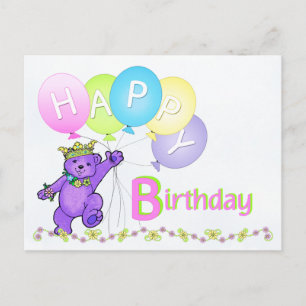Dansende teddybeer Happy Birthday Briefkaart