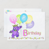 Dansende teddybeer Happy Birthday Briefkaart (Voorkant / Achterkant)