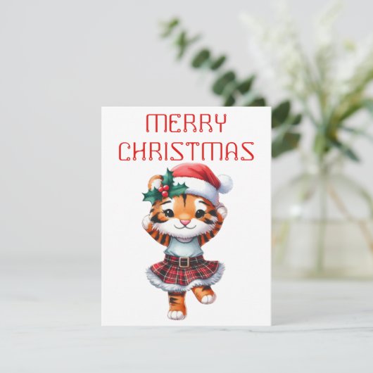 Dansende Tijgerwelp - Kerstkaart (Staand voorkant)