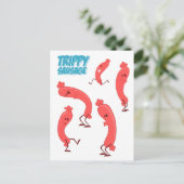 Dansende Trippy Worst Cartoon Karakter Print Briefkaart (Staand voorkant)