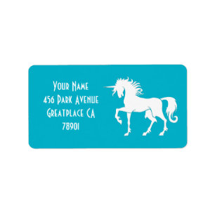 Dansende Unicorn Silhouette Address Lable Etiket