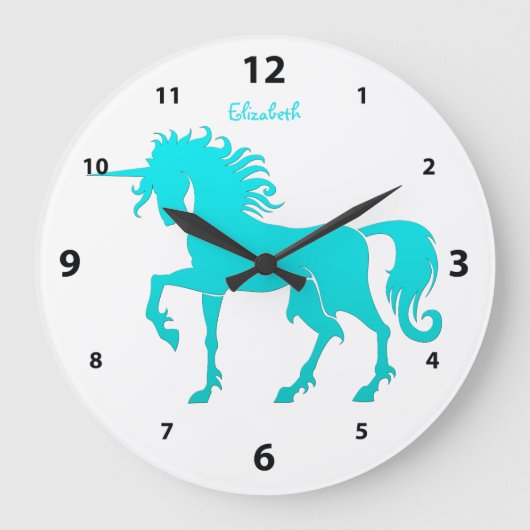 Dansende Unicorn Silhouette Clock Grote Klok (Voorkant)