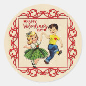 Dansende Valentijn Sweethearts Ronde Sticker (Voorkant)