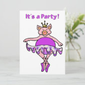 Dansende Varken in Tutu Uitnodiging (Staand voorkant)