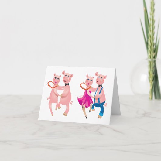Dansende varkens bedankkaart (Voorkant)