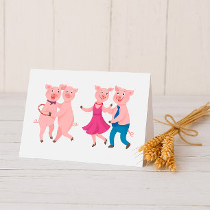 Dansende varkens bedankkaart