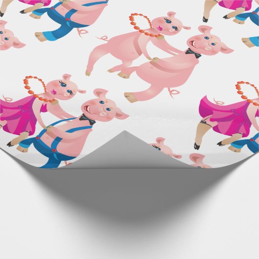 Dansende varkens cadeaupapier (Hoek)