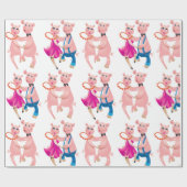 Dansende varkens cadeaupapier (Vlak)