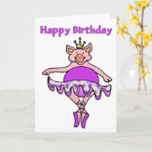 Dansende varkens in Tutu Happy Birthday Kaart (Gele Bloem)