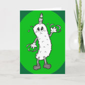 Dansende verjaardagsfeestje augurk met kaars kaart (Voorkant)