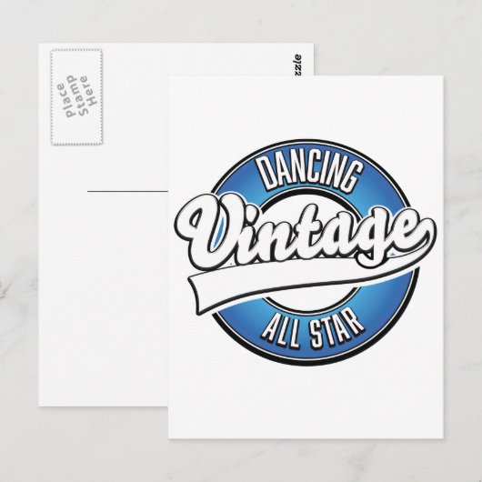 Dansende vintage all star logo ansichtkaart briefkaart (Voorkant / Achterkant)