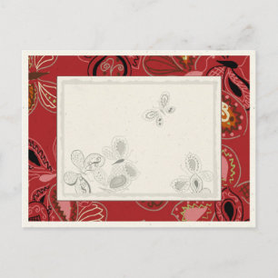 Dansende vlinder in rood briefkaart