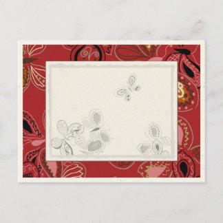 Dansende vlinder in rood briefkaart