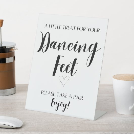 Dansende Voeten Bruiloft Tafel Top Sign Reclamebord Met Voetstuk (Insitu)