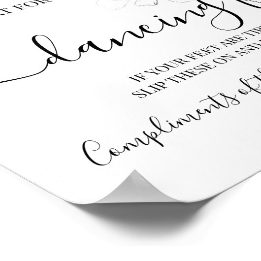 Dansende voeten Flip flops Bruiloftsreceptie bord Poster (Hoek)
