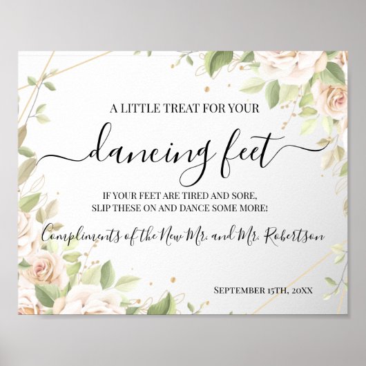 Dansende voeten Flip flops Bruiloftsreceptie bord Poster (Voorkant)