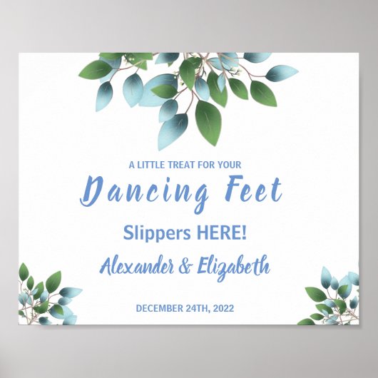 Dansende Voeten Flip Flops | Eucalyptus Bruiloftbo Poster (Voorkant)