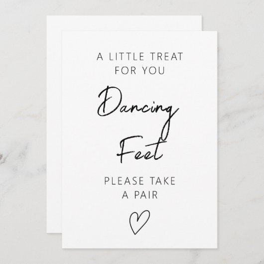 Dansende Voeten Teken Sjabloon, Bruiloft Teenslipp Kaart (Voorkant / Achterkant)