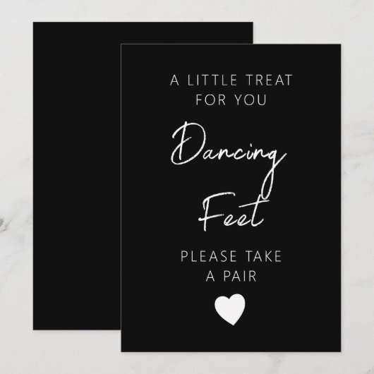 Dansende Voeten Teken Sjabloon, Bruiloft Teenslipp Kaart (Voorkant / Achterkant)
