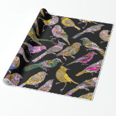 Dansende vogels bij knight Pattern Glossy Cadeaupapier (Uitgerold)