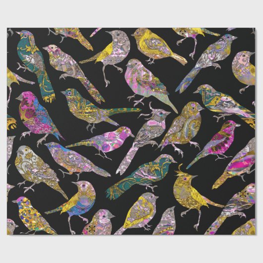 Dansende vogels bij knight Pattern Glossy Cadeaupapier (Vlak)