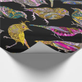 Dansende vogels bij knight Pattern Glossy Cadeaupapier (Hoek)